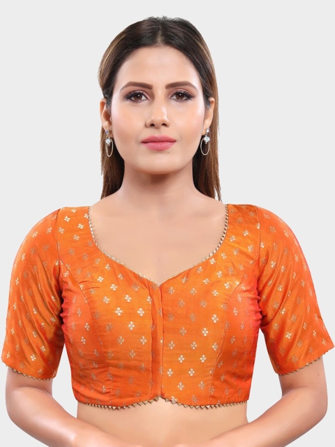 

SALWAR STUDIO Women Mustard Printed Readymade Saree Blouse