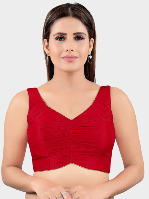 

SALWAR STUDIO Women Red Solid Saree Blouse