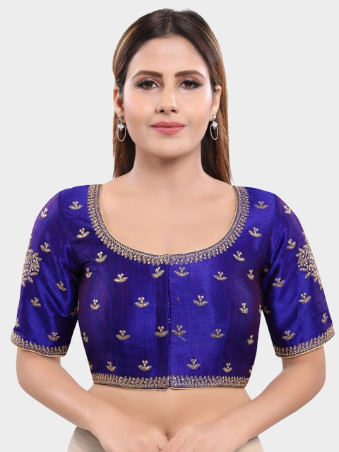 

SALWAR STUDIO Woman Purple Art Silk Readymade Saree Blouse