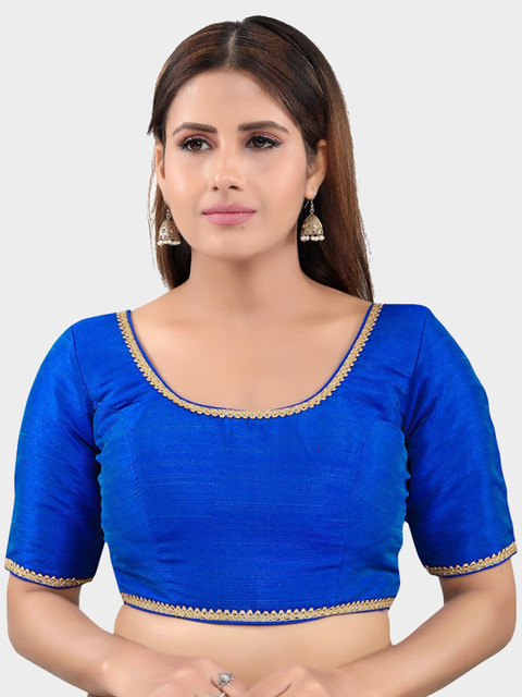 

SALWAR STUDIO Women Blue Solid Readymade Saree Blouse
