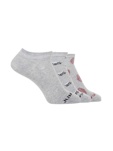 

JUMP USA Men Pack of 3 Grey & Black Patterned Cotton Ankle Length Socks