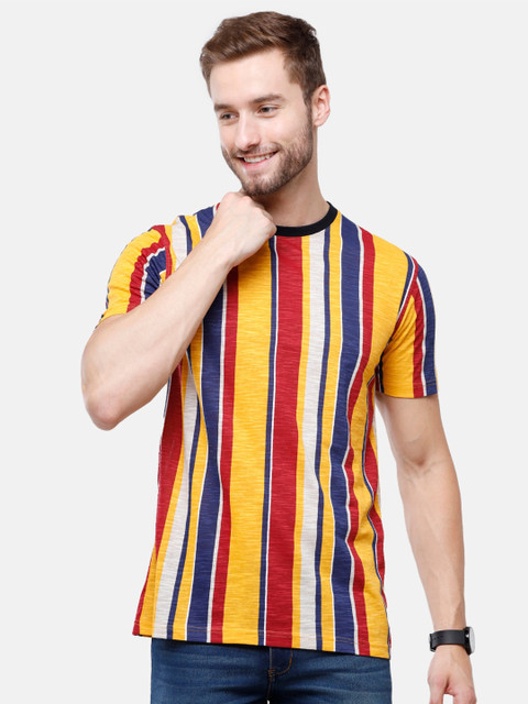 

Swiss Club Men Multicoloured Striped Slim Fit T-shirt, Multi