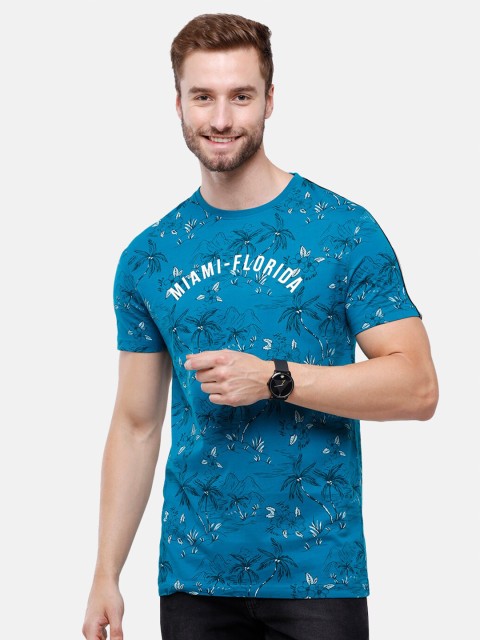 

Swiss Club Men Blue & blue jewel Typography Printed Raw Edge Slim Fit T-shirt