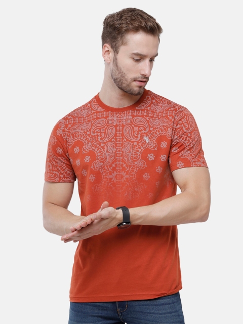 

Swiss Club Men Red Printed Raw Edge Slim Fit T-shirt