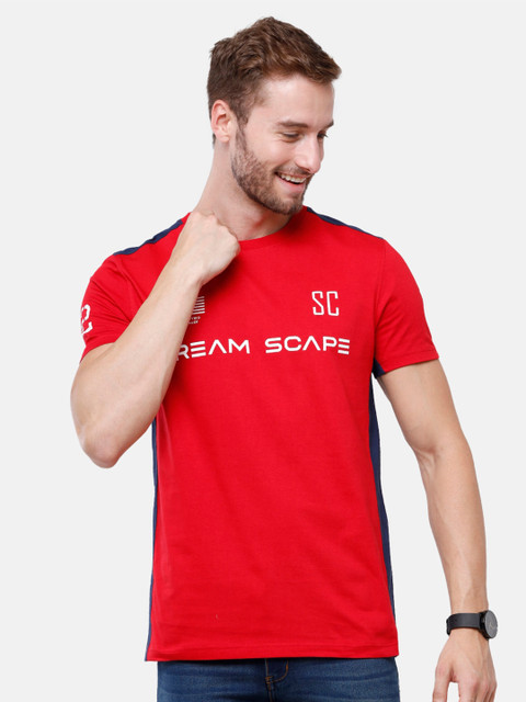 

Swiss Club Men Red & Navy Blue Typography Printed Slim Fit T-shirt