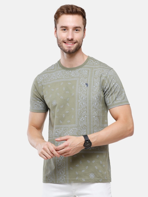 

Swiss Club Men Green Typography Printed Pockets Slim Fit T-shirt