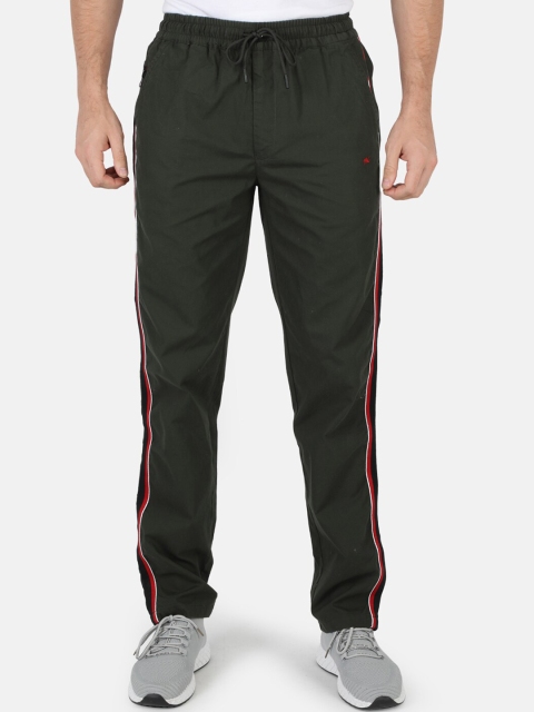 

Monte Carlo Men Olive-Green Solid Cotton Slim-Fit Track Pants