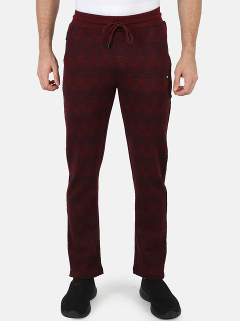 

Monte Carlo Men Maroon Checked Winter Track Pants