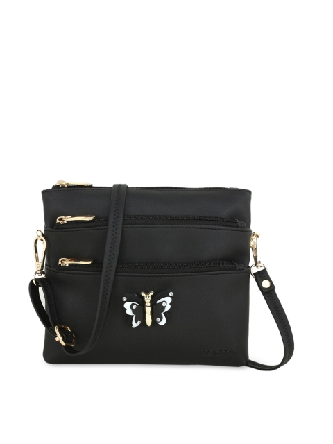 

Exotic Black PU Structured Sling Bag