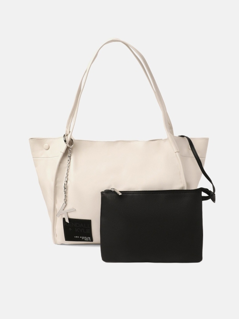 

KENDALL & KYLIE White Structured Tote Bag With Pouch