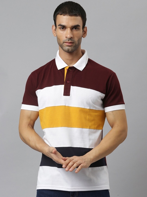 

GHPC Men Brown Colourblocked Polo Collar Slim Fit T-shirt