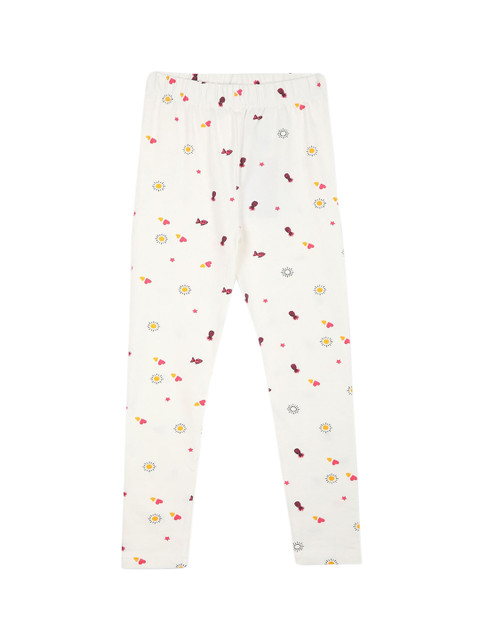

Cherokee Girls Off- White & Pink Printed Ankle Length Leggings