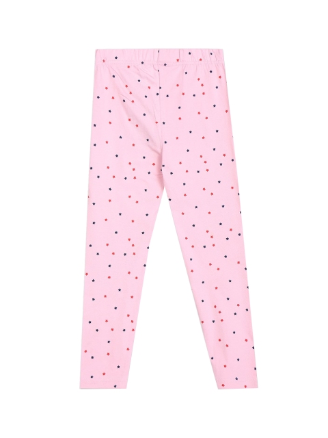 

Cherokee Girls Pink & Blue Star Printed Cotton Ankle Length Leggings