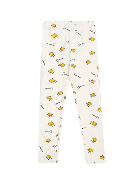

Cherokee Girls White & Yellow Printed Cotton Ankle Length Leggings