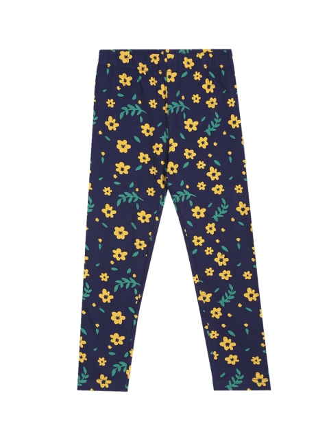 

Cherokee Girls Blue & Yellow Printed Cotton Ankle Length Leggings