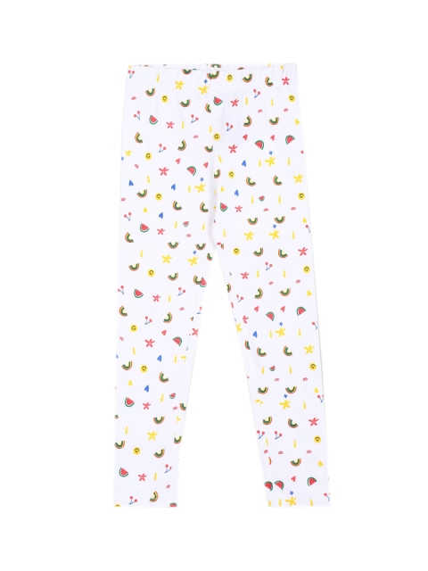 

Cherokee Girls White & Yellow Printed Cotton Leggings