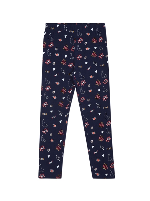 

Cherokee Girls Blue & Pink Printed Ankle-Length Leggings
