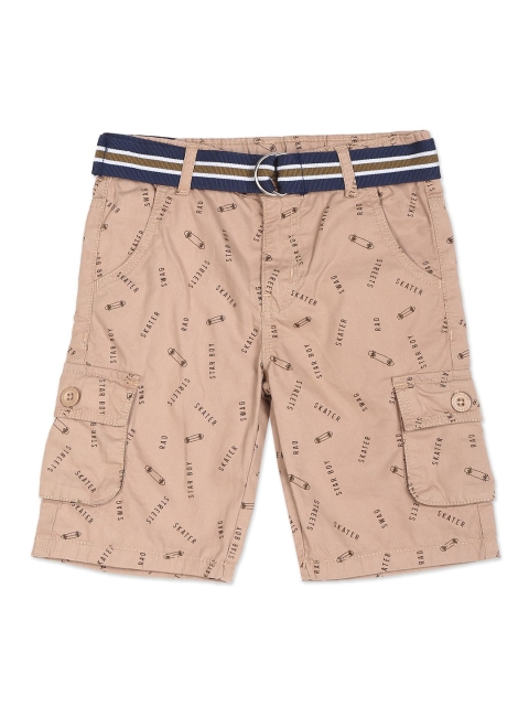 

Cherokee Boys Beige Conversational Printed Shorts