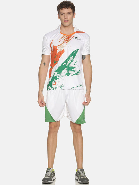 

HPS Sports Men White Tri-colour Printed Football Tracksuit