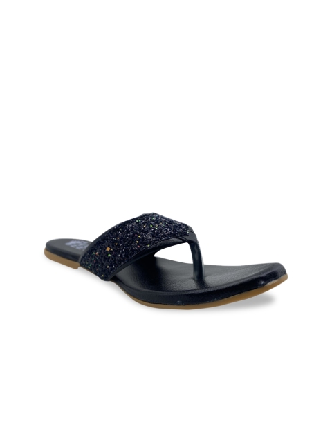 

FEEL FEET Women Black Embellished Open Toe Flats