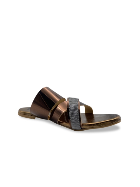 

FEEL FEET Women Brown Colourblocked Open Toe Flats with Buckles