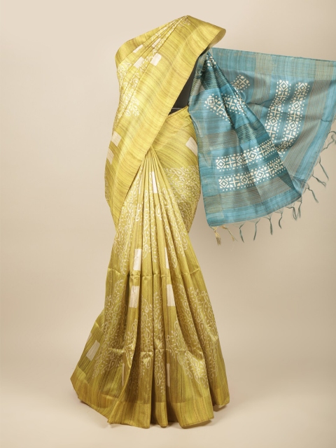 

Pothys Green Ethnic Motifs Printed Jute Silk Saree