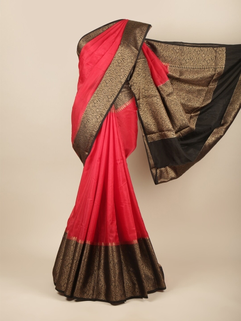 

Pothys Woman Red & Black Zari Jute Silk Saree