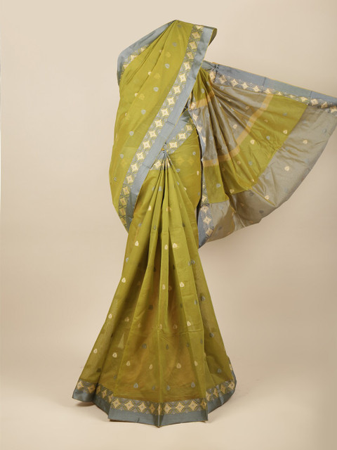 

Pothys Green & Grey Ethnic Motifs Zari Saree