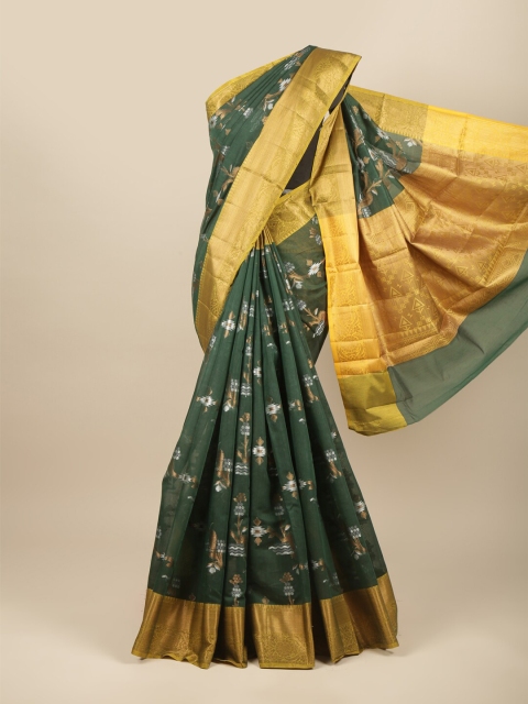 

Pothys Green & Gold-Toned Woven Design Zari Saree