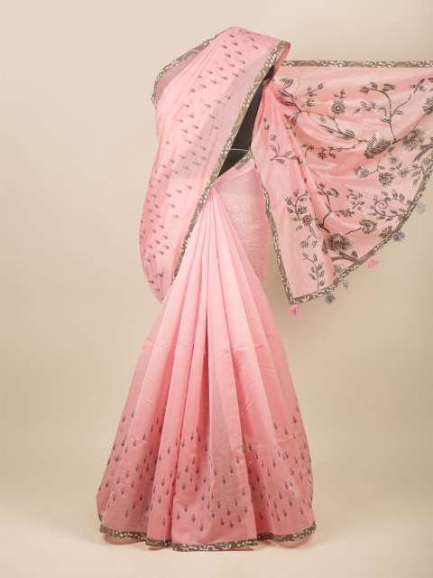 

Pothys Pink & Tan Floral Saree