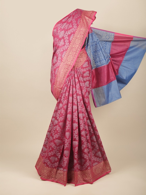 

Pothys Pink & Blue Woven Design Saree