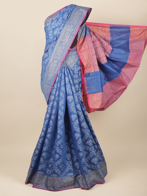 

Pothys Blue & Pink Woven Design Zari Saree