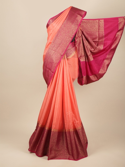 

Pothys Peach-Coloured & Fuchsia Jute Silk Saree