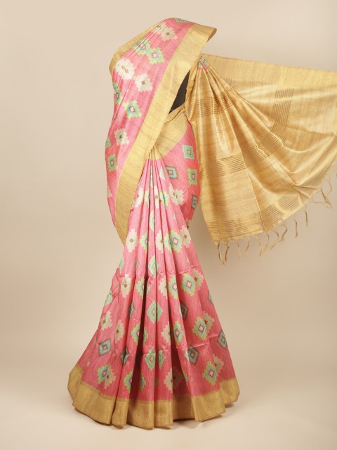 

Pothys Pink & Beige Jute Silk Saree