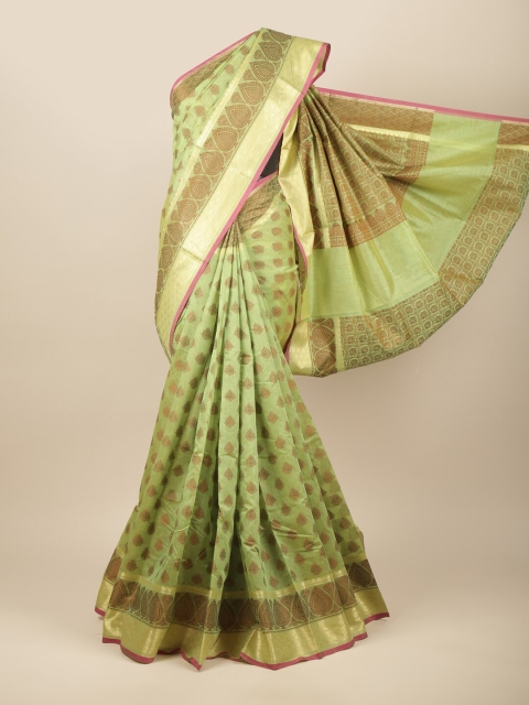 

Pothys Green & Magenta Ethnic Motifs Zari Saree