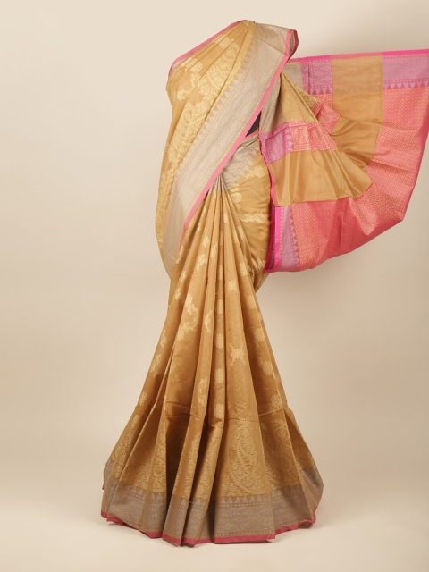 

Pothys Khaki & Pink Ethnic Motifs Saree