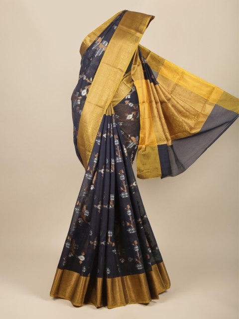 

Pothys Blue & Gold-Toned Woven Design Zari Saree