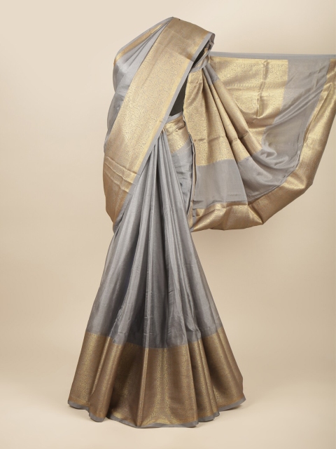 

Pothys Grey & Gold-Toned Zari Jute Silk Saree