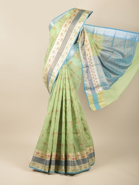 

Pothys Green & Blue Woven Design Zari Saree