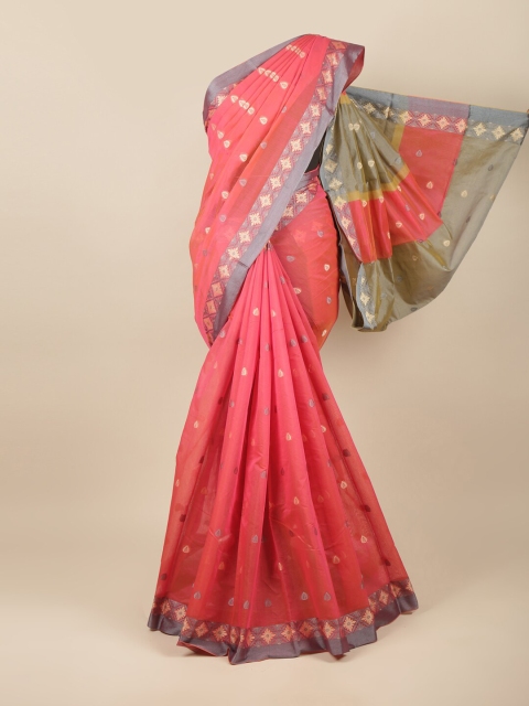 

Pothys Pink & Grey Ethnic Motifs Saree