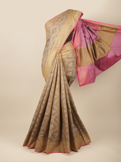 

Pothys Brown & Grey Floral Zari Saree