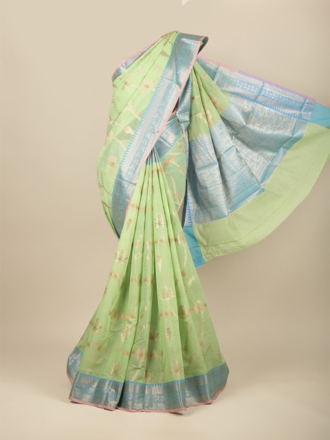

Pothys Green & Blue Woven Design Zari Saree
