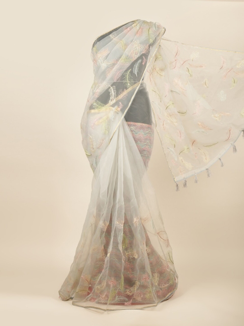 

Pothys Grey Embroidered Tissue Saree