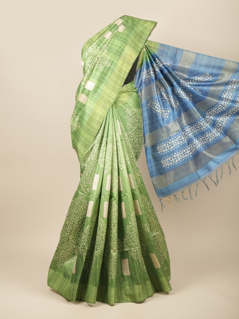 

Pothys Woman Green & Blue Ethnic Motifs Jute Silk Saree