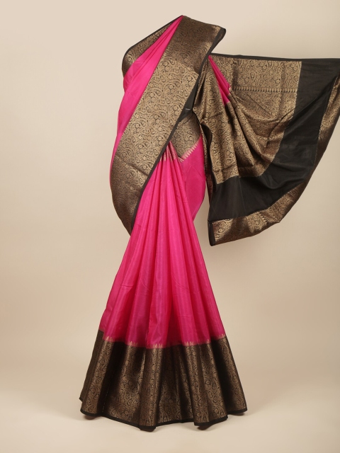 

Pothys Pink & Black Zari Jute Silk Saree