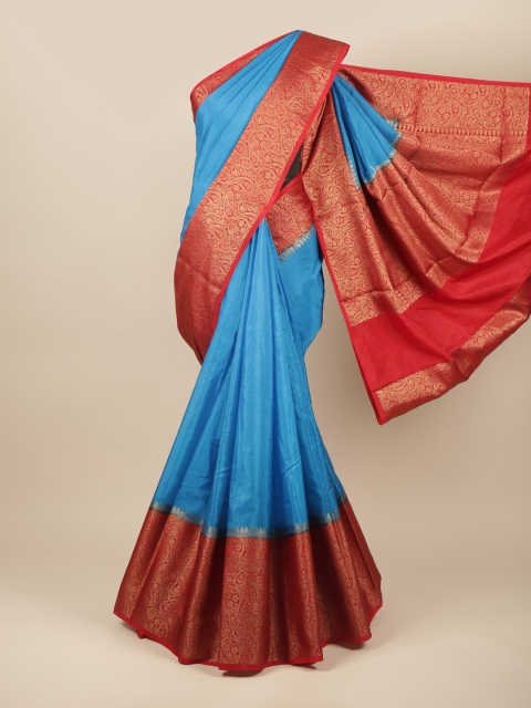 

Pothys Blue & Maroon Zari Jute Silk Saree