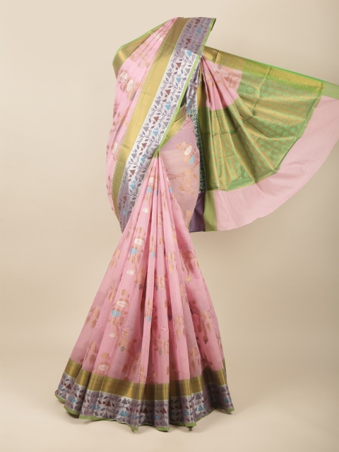 

Pothys Pink & Green Woven Design Zari Saree