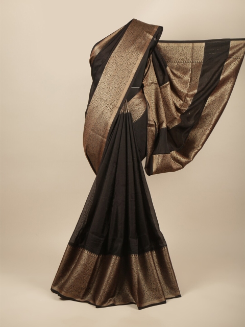 

Pothys Black & Gold-Toned Zari Jute Silk Saree