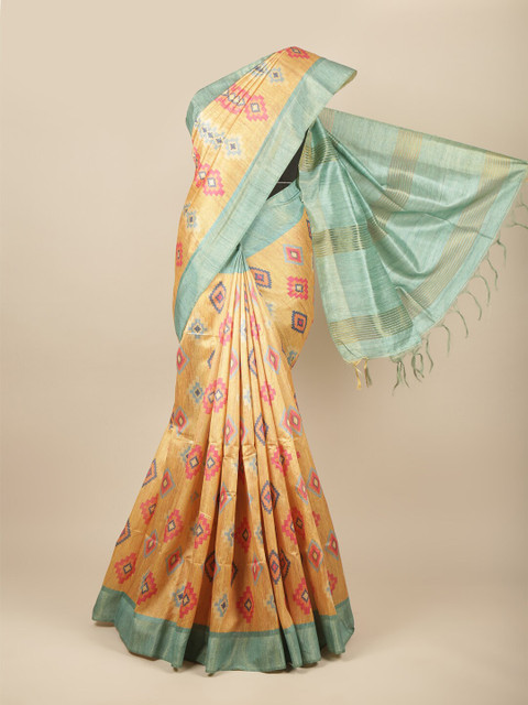 

Pothys Mustard & Blue Jute Silk Saree