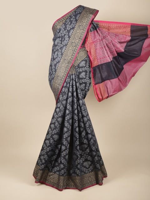 

Pothys Navy Blue & Grey Woven Design Saree